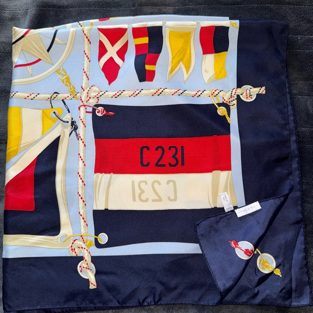 TALORA Nautical Themed Silk Scarf